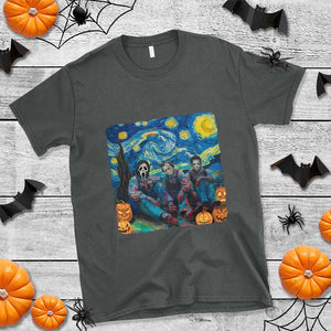 Halloween T Shirt Scary Murderers Starry Night Pumpkin Vincent Van Gogh TS11 Dark Heather Print Your Wear