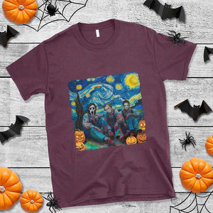 Halloween T Shirt Scary Murderers Starry Night Pumpkin Vincent Van Gogh TS11 Maroon Print Your Wear