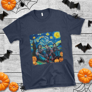 Halloween T Shirt Scary Murderers Starry Night Pumpkin Vincent Van Gogh TS11 Navy Print Your Wear