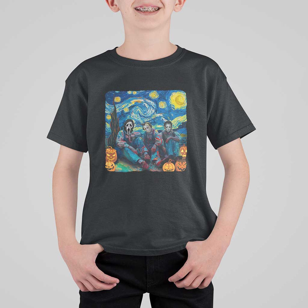 Halloween T Shirt For Kid Scary Murderers Starry Night Pumpkin Vincent Van Gogh TS11 Black Print Your Wear