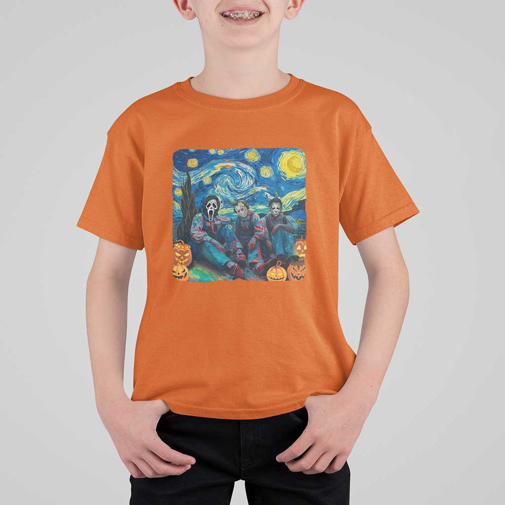 Halloween T Shirt For Kid Scary Murderers Starry Night Pumpkin Vincent Van Gogh TS11 Orange Print Your Wear