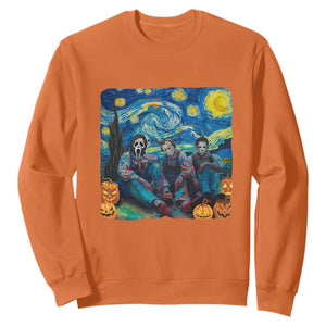 Halloween Sweatshirt Scary Murderers Starry Night Pumpkin Vincent Van Gogh TS11 Orange Print Your Wear