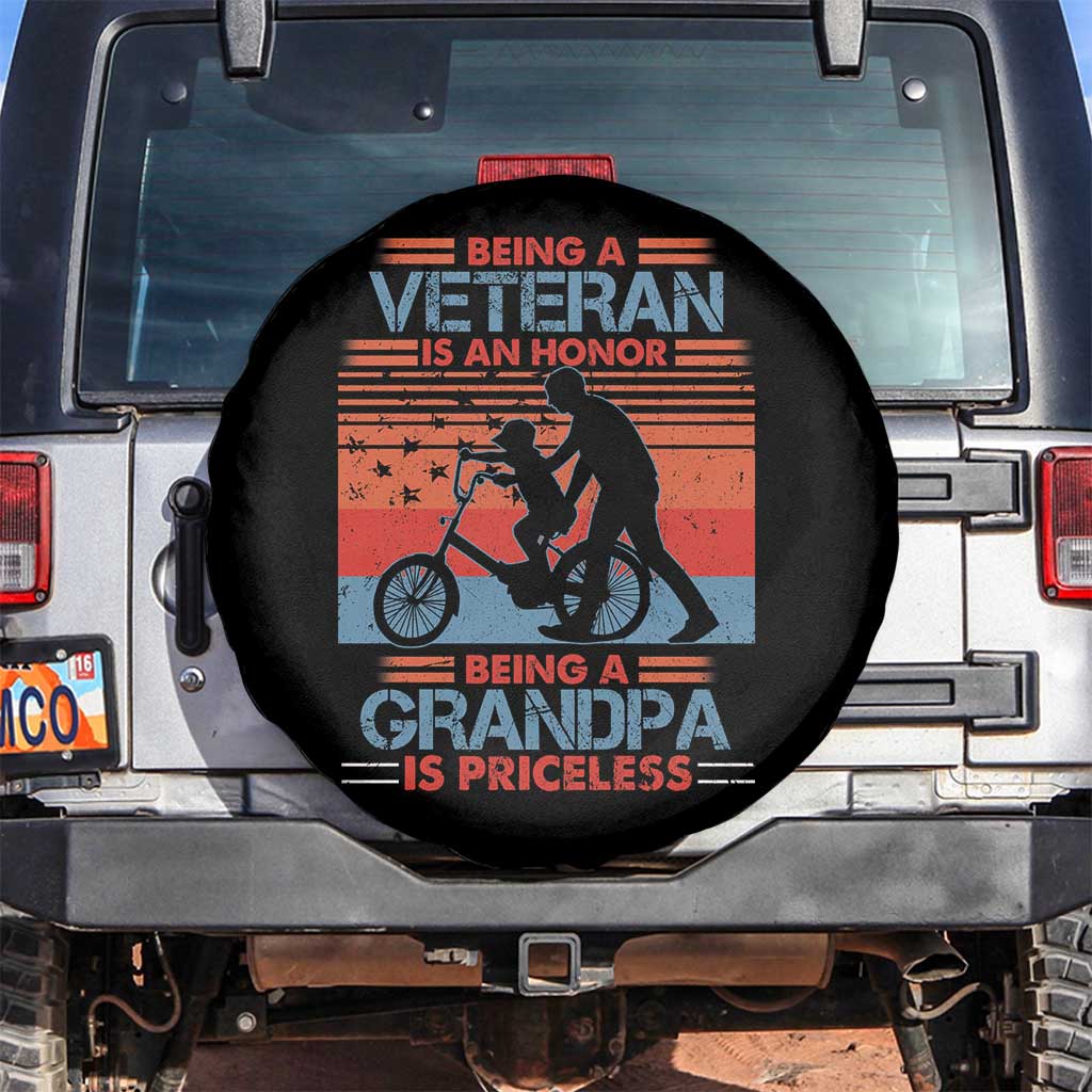 Veteran Grandpa Spare Tire Cover Being A Veteran Is An Honor Being A Grandpa Is Priceless TS11 No hole Black Print Your Wear