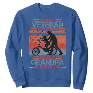 Veteran Grandpa Sweatshirt Being A Veteran Is An Honor Being A Grandpa Is Priceless TS11 Royal Blue Print Your Wear