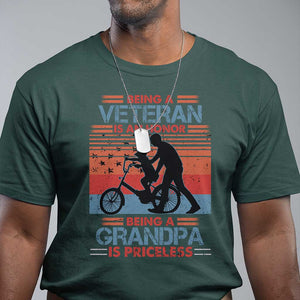 Veteran Grandpa T Shirt Being A Veteran Is An Honor Being A Grandpa Is Priceless TS11 Dark Forest Green Print Your Wear