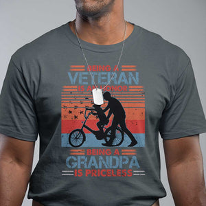 Veteran Grandpa T Shirt Being A Veteran Is An Honor Being A Grandpa Is Priceless TS11 Dark Heather Print Your Wear