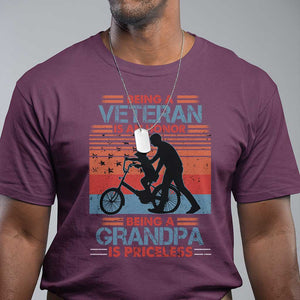 Veteran Grandpa T Shirt Being A Veteran Is An Honor Being A Grandpa Is Priceless TS11 Maroon Print Your Wear