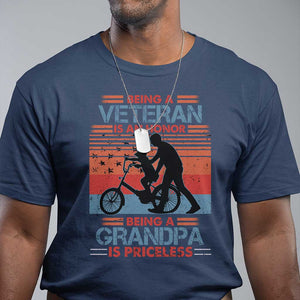 Veteran Grandpa T Shirt Being A Veteran Is An Honor Being A Grandpa Is Priceless TS11 Navy Print Your Wear