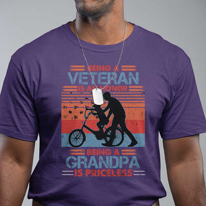 Veteran Grandpa T Shirt Being A Veteran Is An Honor Being A Grandpa Is Priceless TS11 Purple Print Your Wear