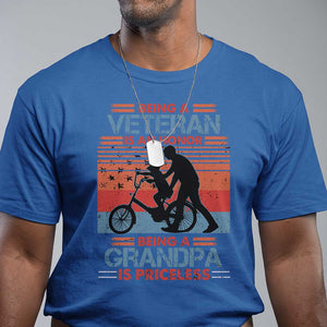 Veteran Grandpa T Shirt Being A Veteran Is An Honor Being A Grandpa Is Priceless TS11 Royal Blue Print Your Wear