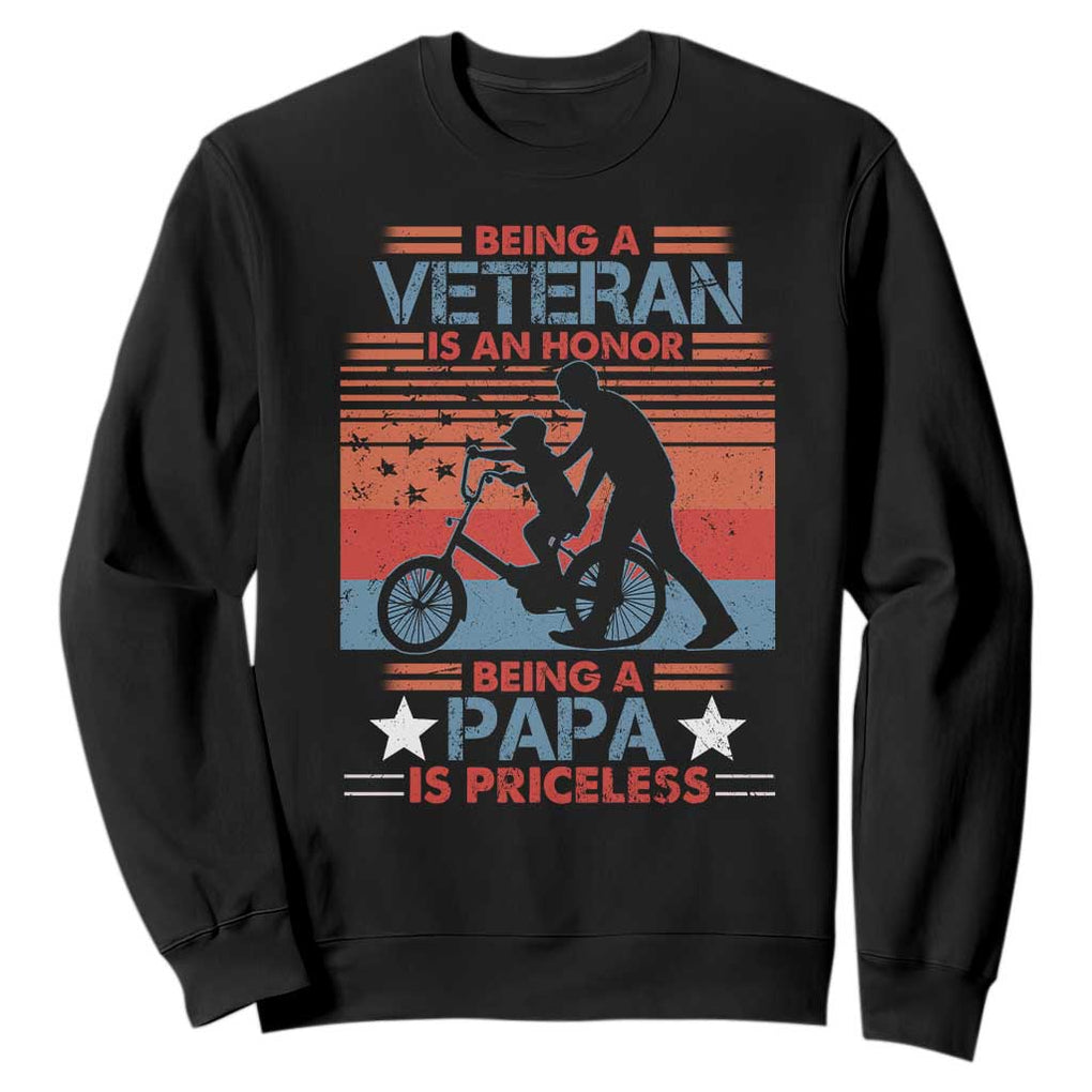 Veteran Father Sweatshirt Being A Veteran Is An Honor Being A Papa Is Priceless TS11 Purple Print Your Wear