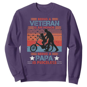 Veteran Father Sweatshirt Being A Veteran Is An Honor Being A Papa Is Priceless TS11 Purple Print Your Wear