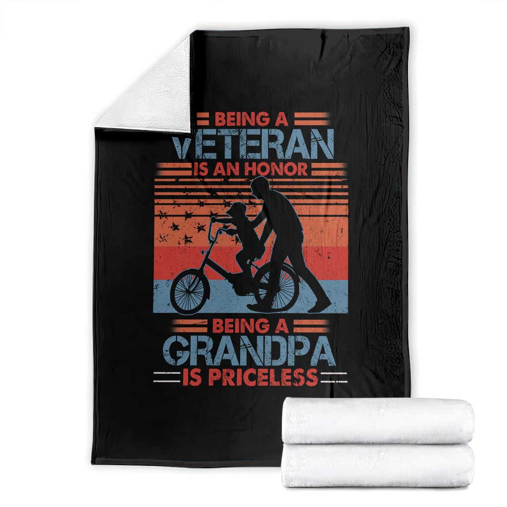 Veteran Grandpa Throw Blanket Being A Veteran Is An Honor Being A Grandpa Is Priceless TS11 Black Print Your Wear