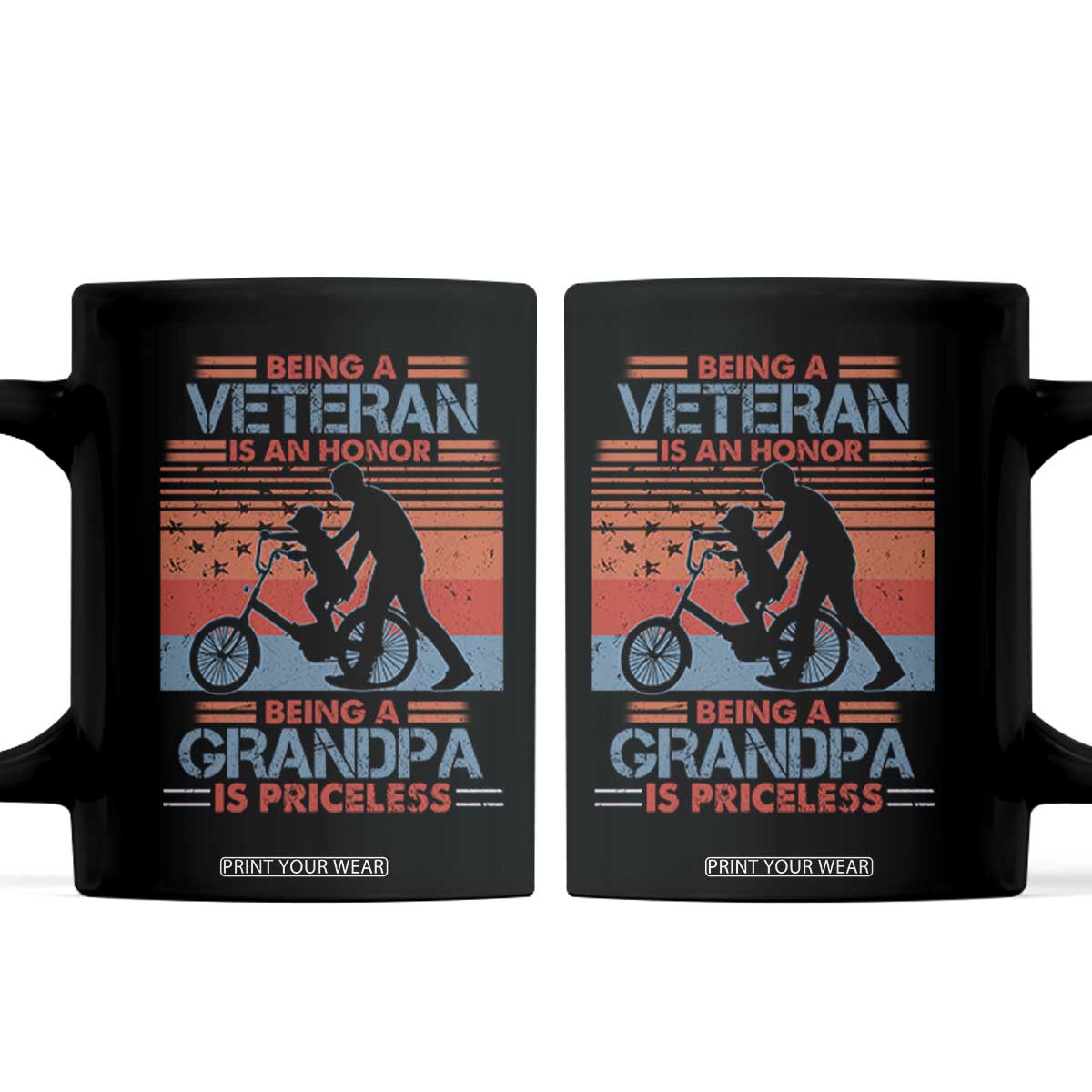 Veteran Grandpa Coffee Mug Being A Veteran Is An Honor Being A Grandpa Is Priceless TS11 Black Print Your Wear