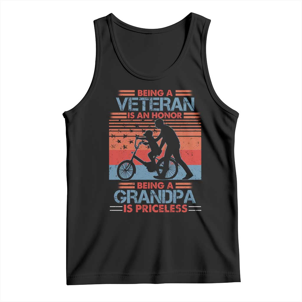 Veteran Grandpa Tank Top Being A Veteran Is An Honor Being A Grandpa Is Priceless TS11 Black Print Your Wear