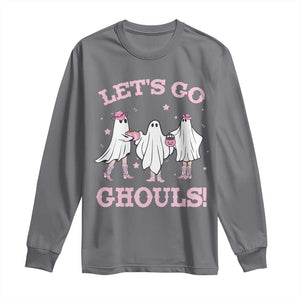 Funny Halloween Long Sleeve Shirt Let's Go Ghouls Cowgirl Western Ghost TS11 Charcoal Print Your Wear