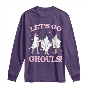 Funny Halloween Long Sleeve Shirt Let's Go Ghouls Cowgirl Western Ghost TS11 Purple Print Your Wear