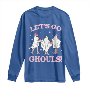 Funny Halloween Long Sleeve Shirt Let's Go Ghouls Cowgirl Western Ghost TS11 Royal Blue Print Your Wear