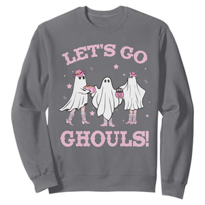 Funny Halloween Sweatshirt Let's Go Ghouls Cowgirl Western Ghost TS11 Charcoal Print Your Wear