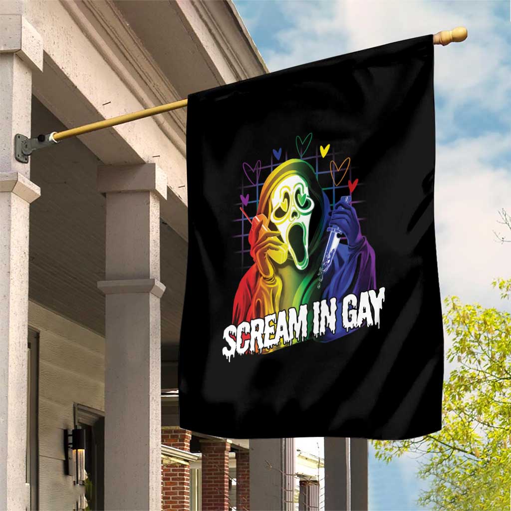 Halloween LGBT Garden Flag Scream In Gay Ghost Murderer Rainbow TS11 Print Your Wear