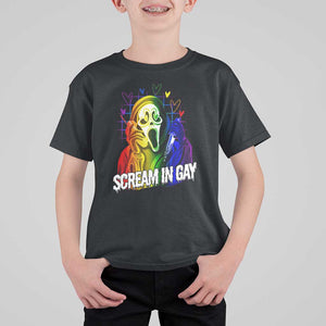Halloween LGBT T Shirt For Kid Scream In Gay Ghost Murderer Rainbow TS11 Black Print Your Wear