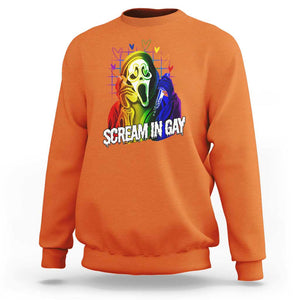 Halloween LGBT Sweatshirt Scream In Gay Ghost Murderer Rainbow TS11 Orange Print Your Wear