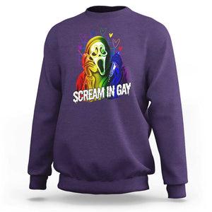 Halloween LGBT Sweatshirt Scream In Gay Ghost Murderer Rainbow TS11 Purple Print Your Wear