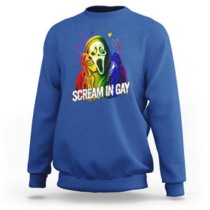 Halloween LGBT Sweatshirt Scream In Gay Ghost Murderer Rainbow TS11 Royal Blue Print Your Wear