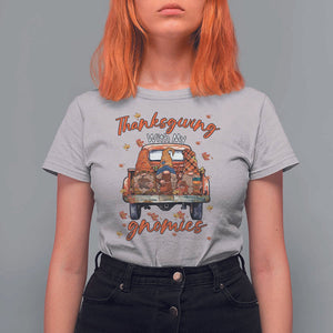 Thanksgiving Day T Shirt For Women Thanksgiving With My Gnomies Car Fall Season TS11 Ice Gray Print Your Wear