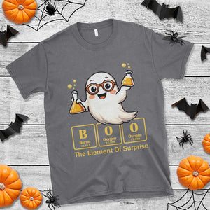 Halloween Chemistry T Shirt Boo The Element Of Surprise Ghost Nerd TS11 Charcoal Print Your Wear