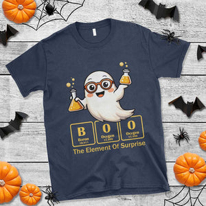 Halloween Chemistry T Shirt Boo The Element Of Surprise Ghost Nerd TS11 Navy Print Your Wear