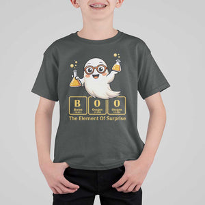 Halloween Chemistry T Shirt For Kid Boo The Element Of Surprise Ghost Nerd TS11 Dark Heather Print Your Wear