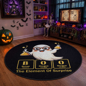 Halloween Chemistry Round Rug Boo The Element Of Surprise Ghost Nerd