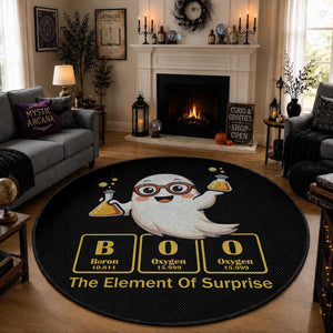 Halloween Chemistry Round Rug Boo The Element Of Surprise Ghost Nerd