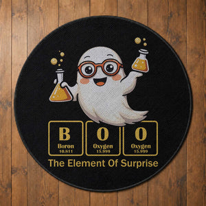 Halloween Chemistry Round Rug Boo The Element Of Surprise Ghost Nerd