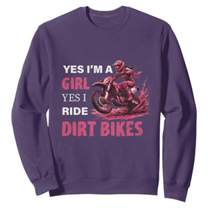 Yes I'm A Girl Yes I Ride Dirt Bikes Sweatshirt Motocross Biker TS11 Purple Print Your Wear