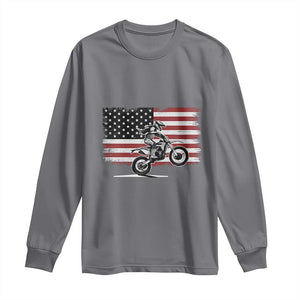 Dirt Bike Woman Rider Long Sleeve Shirt American Flag Motocross Biker TS11 Charcoal Print Your Wear