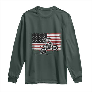 Dirt Bike Woman Rider Long Sleeve Shirt American Flag Motocross Biker TS11 Dark Forest Green Print Your Wear