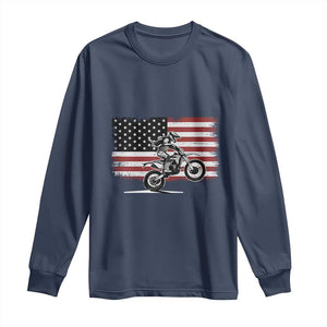 Dirt Bike Woman Rider Long Sleeve Shirt American Flag Motocross Biker TS11 Navy Print Your Wear