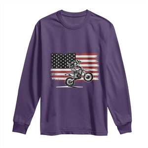 Dirt Bike Woman Rider Long Sleeve Shirt American Flag Motocross Biker TS11 Purple Print Your Wear