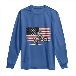 Dirt Bike Woman Rider Long Sleeve Shirt American Flag Motocross Biker TS11 Royal Blue Print Your Wear