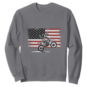 Dirt Bike Woman Rider Sweatshirt American Flag Motocross Biker TS11 Charcoal Print Your Wear