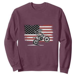 Dirt Bike Woman Rider Sweatshirt American Flag Motocross Biker TS11 Maroon Print Your Wear