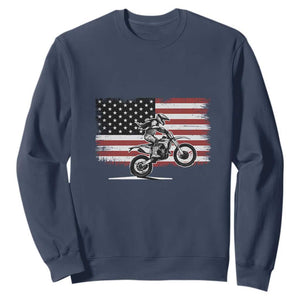 Dirt Bike Woman Rider Sweatshirt American Flag Motocross Biker TS11 Navy Print Your Wear