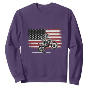 Dirt Bike Woman Rider Sweatshirt American Flag Motocross Biker TS11 Purple Print Your Wear