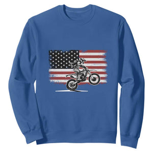 Dirt Bike Woman Rider Sweatshirt American Flag Motocross Biker TS11 Royal Blue Print Your Wear