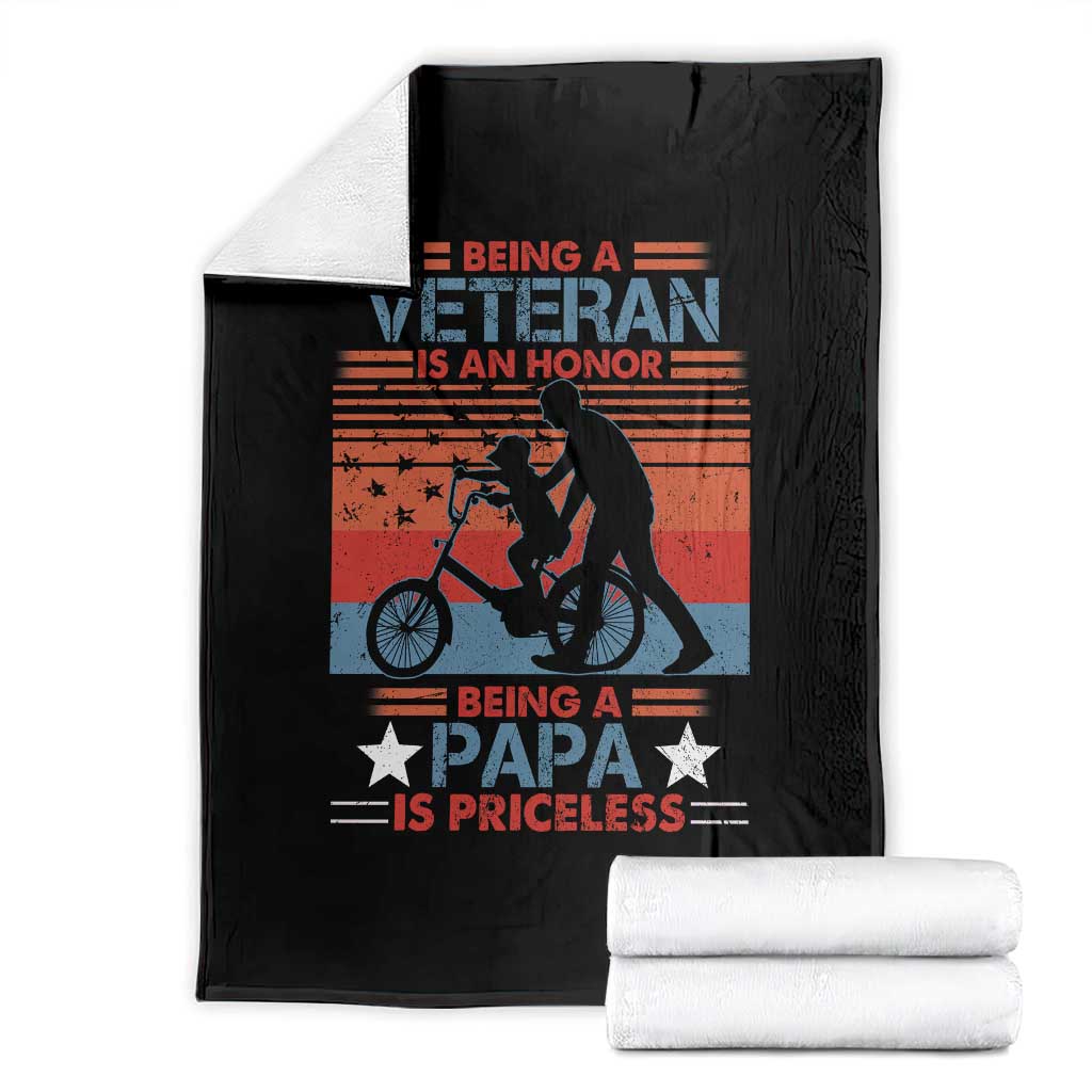 Veteran Father Throw Blanket Being A Veteran Is An Honor Being A Papa Is Priceless TS11 Black Print Your Wear