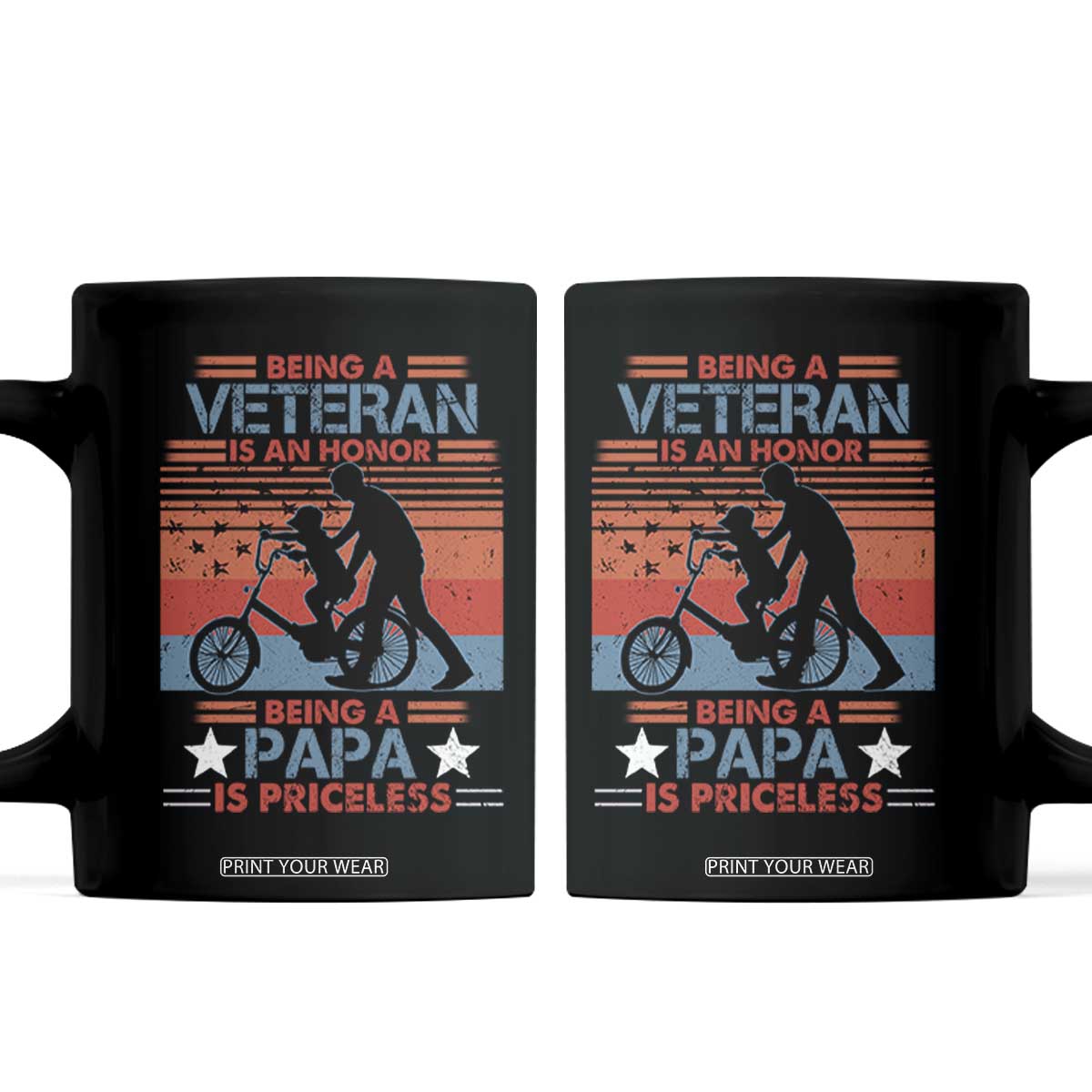 Veteran Father Coffee Mug Being A Veteran Is An Honor Being A Papa Is Priceless TS11 Black Print Your Wear