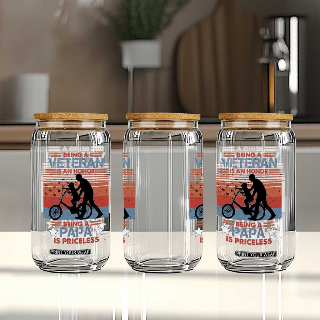 Veteran Father Glass Can Being A Veteran Is An Honor Being A Papa Is Priceless TS11 Print Your Wear