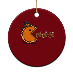 Funny Thanksgiving Pumpkin Pie Eating Turkey Video Game Lover Ceramic Ornament